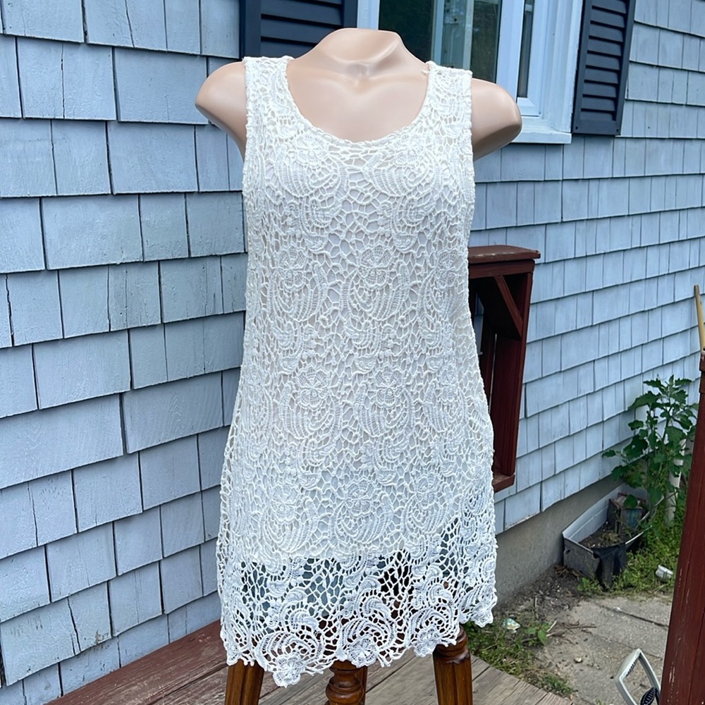 Lucky Brand Crochet Top- Lined Size Large